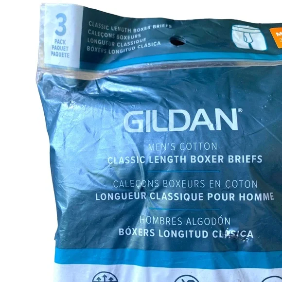 Mens Boxer Brief Cotton Underwear Grey/Black 3 Pack Tag-Free Waistband Gildan - Picture 10 of 10